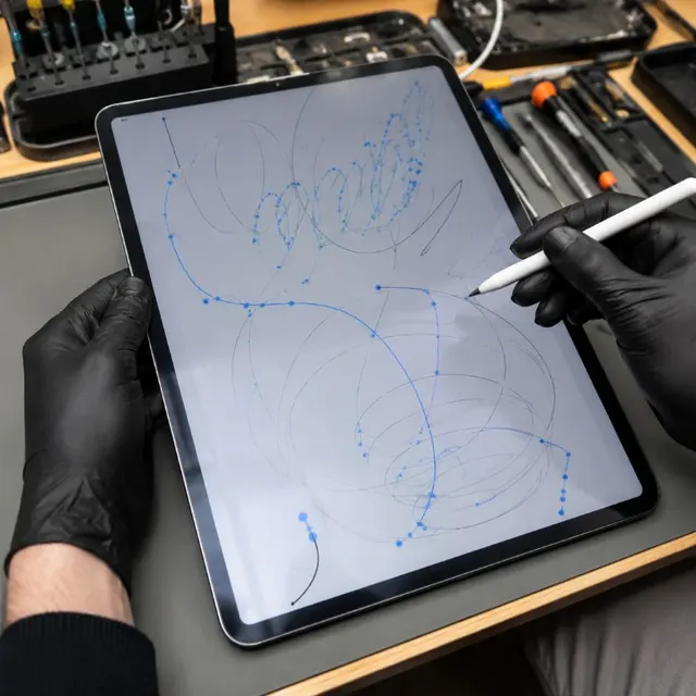 iPad 觸控與 Apple Pencil 檢測示意