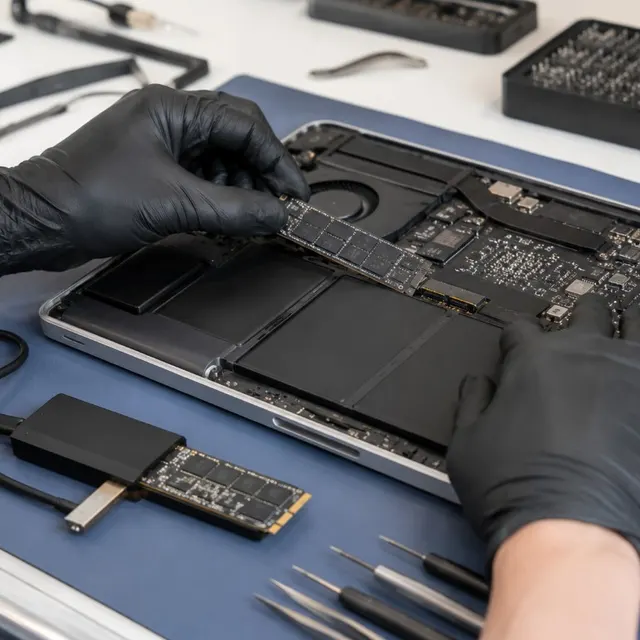 MacBook 硬碟擴容升級示意